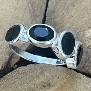 Clean Sterling Silver and Genuine Onyx Ring